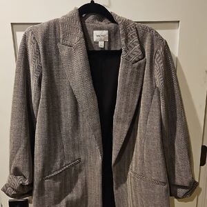 Nine West Black and White Herringbone Blazer